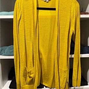 LOFT Mustard Open Front Cardigan